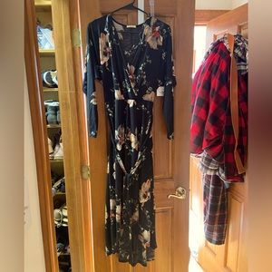 Black floral high low Maxi Dress